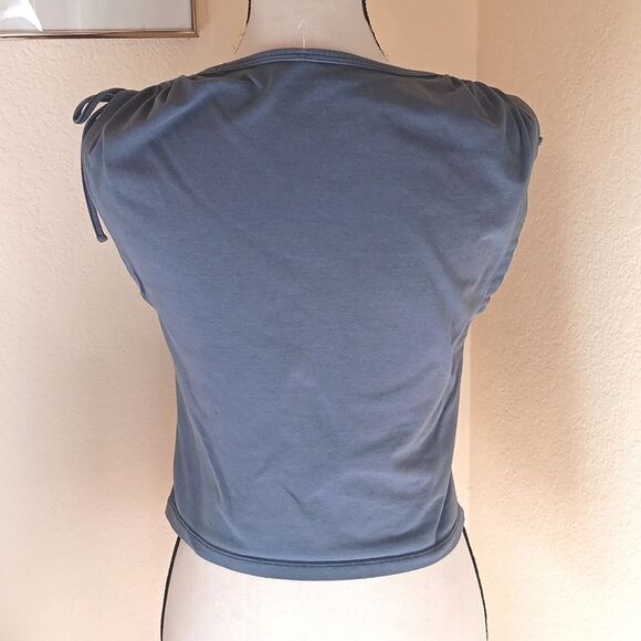 American Eagle Outfitters Blue Crop Tie Front Tank Top - Picture 6 of 10